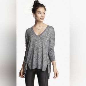 🔹️Express Black & White Marbled Drop Shoulder Zippered Hemline Sweater Small